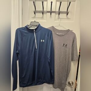 Under Armour Navy Quarter-Zip and Charcoal T-Shirt